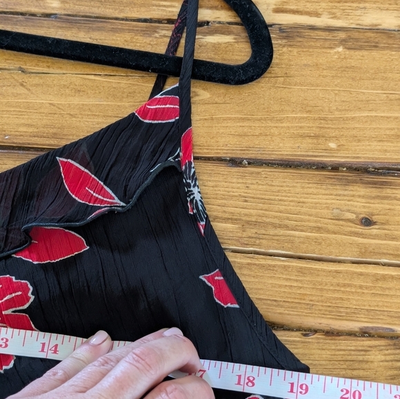 234-Tristan & Iseult Floral Black and Red Slip Dress - Picture 3 of 5